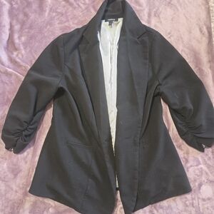 Torrid Studio Gabardine Madison Blazer 1 (1X) Black 3/4 Sleeve Career Jacket